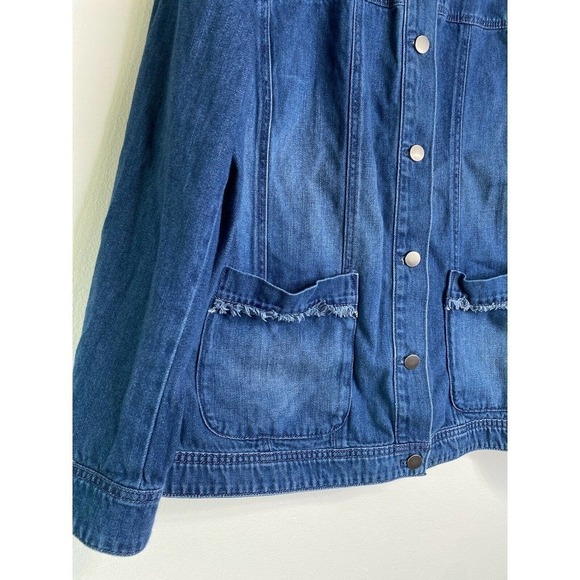 J.jill DENIM size XL long sleeve button up jacket pockets 100% cotton - Picture 5 of 9